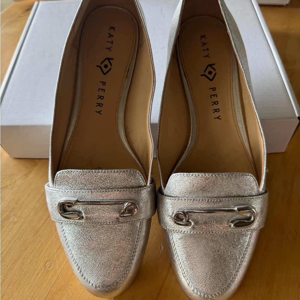 Katy Perry Collections Silver “The Pinz” Loafers for Women